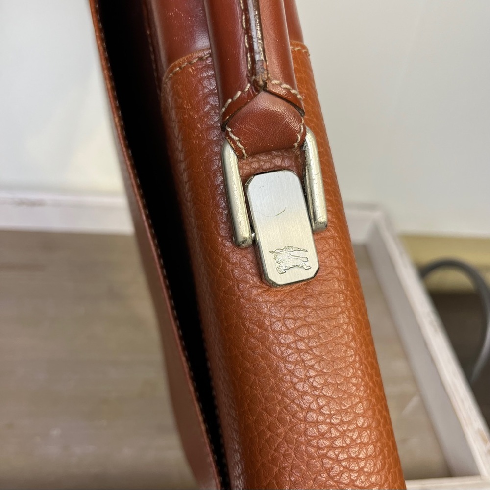 Vintage Burberry Leather Briefcase Nova Check Lock Key COA Business Work Office - Picture 16 of 16
